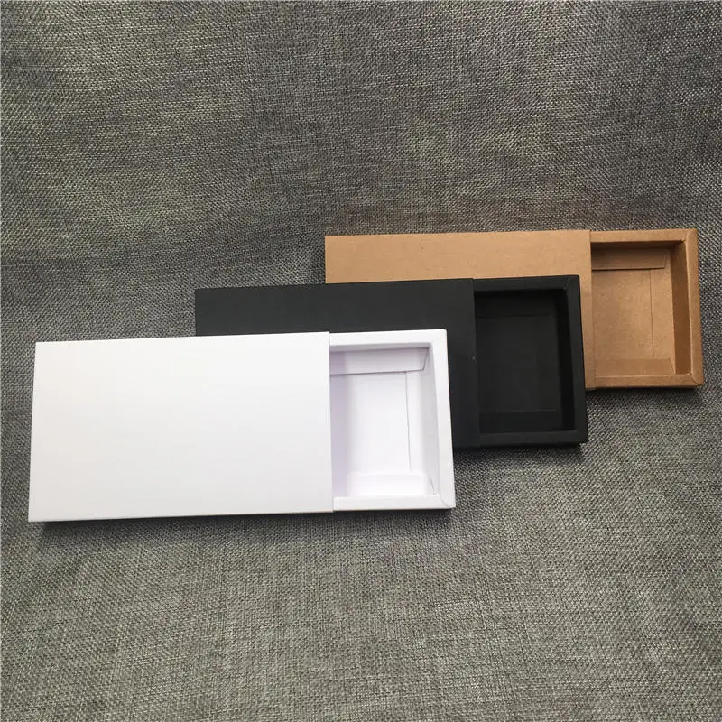 

50Pcs/Lot Various Sizes Blank Cardboard Paper Drawer Boxes Wedding Gift Supply Box For Perfume /Soap/Scarf/Candy Container Cases