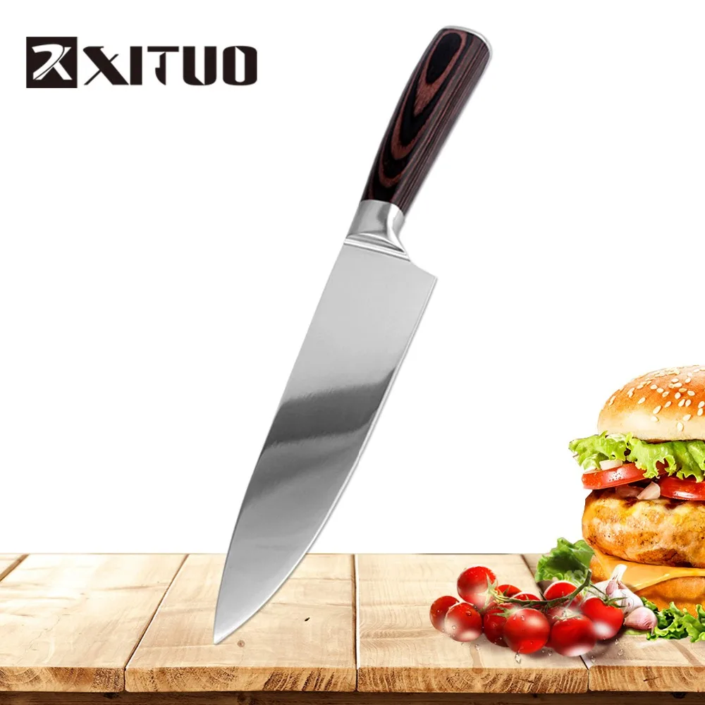 XITUO "+ 8" дюймовый кухонный нож Santoku Японский стальной лезвие бритвы острый высокоуглеродистой нержавеющей стали резки шеф-повара инструменты для приготовления пищи