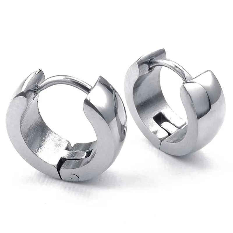 

Jewelery Earrings - Minimalist Design Hinged Rings - Stainless Steel - for Men and Women - Silver - With Gift Bag
