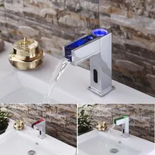 Новейший светодиодный Водопад Ванная комната сантехника из латуни с автоматическим датчиком Современный Смеситель Стиль одно отверстие Соленоидный клапан прочный