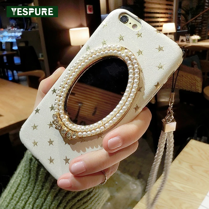 YESPURE 4 7 дюймов необычное Зеркало чехол для телефона Iphone 6 6s Звезда жемчуг