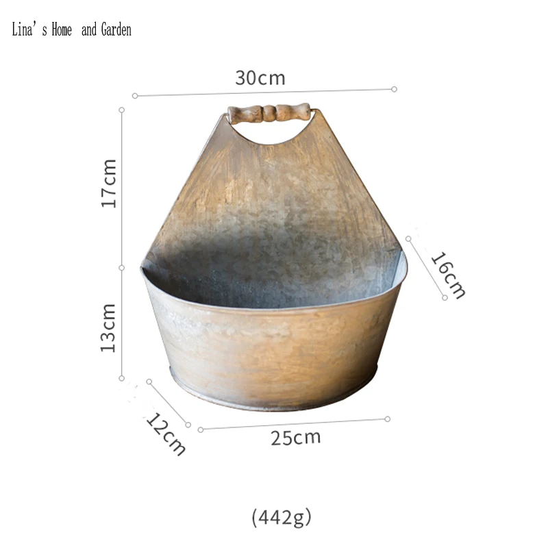 half round handmade vintage zinc planters (2)