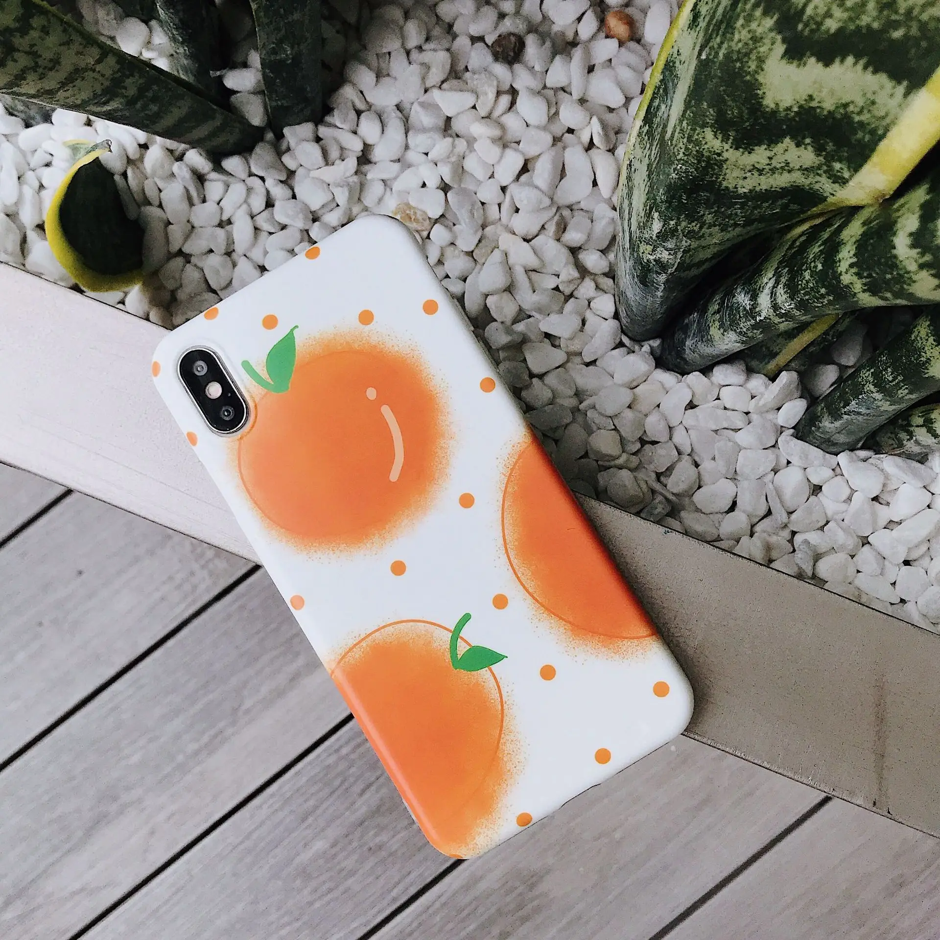 Летний милый оранжевый простой чехол для телефона с фруктами iPhone 7 plus 6 8 задняя