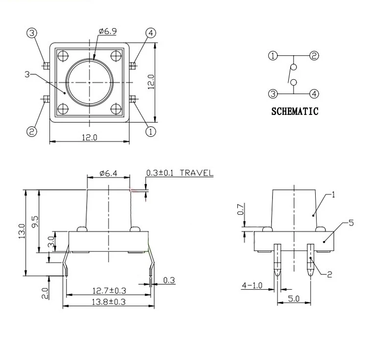 20PCS PCB Tactile Tact Mini Push Button Switch SMD 4pin Micro switch 12124.35678915 MM12x124.3MM5MM6MM7MM8MM9MM15