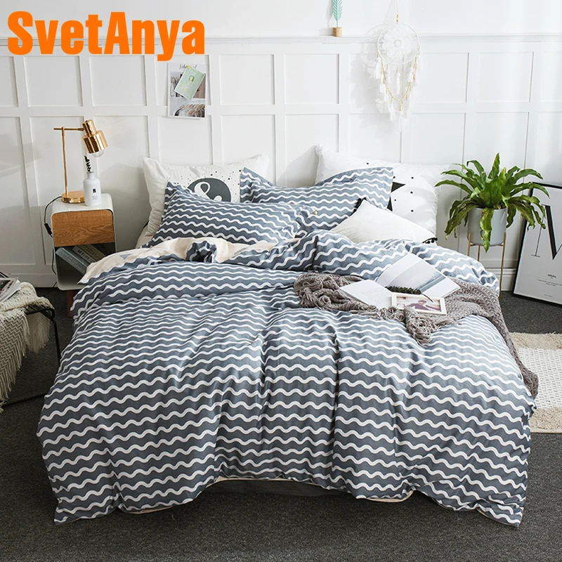

Svetanya gray Cotton Bedding Set (Sheet Pillowcase Quilt Cover) Teens Boys Bedlinens Single Double Queen Full King size