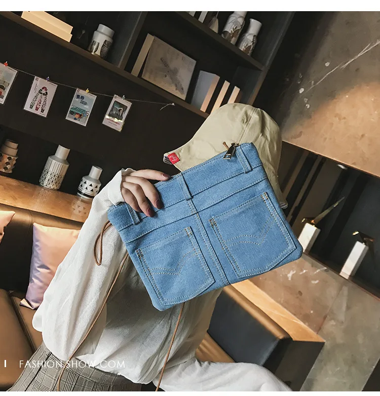 

Women Clutches Messenger Bags Denim Shoulder Bag Handbags Shoulder Bag For Girls Female Clutch Coin Zipper Purse Bags