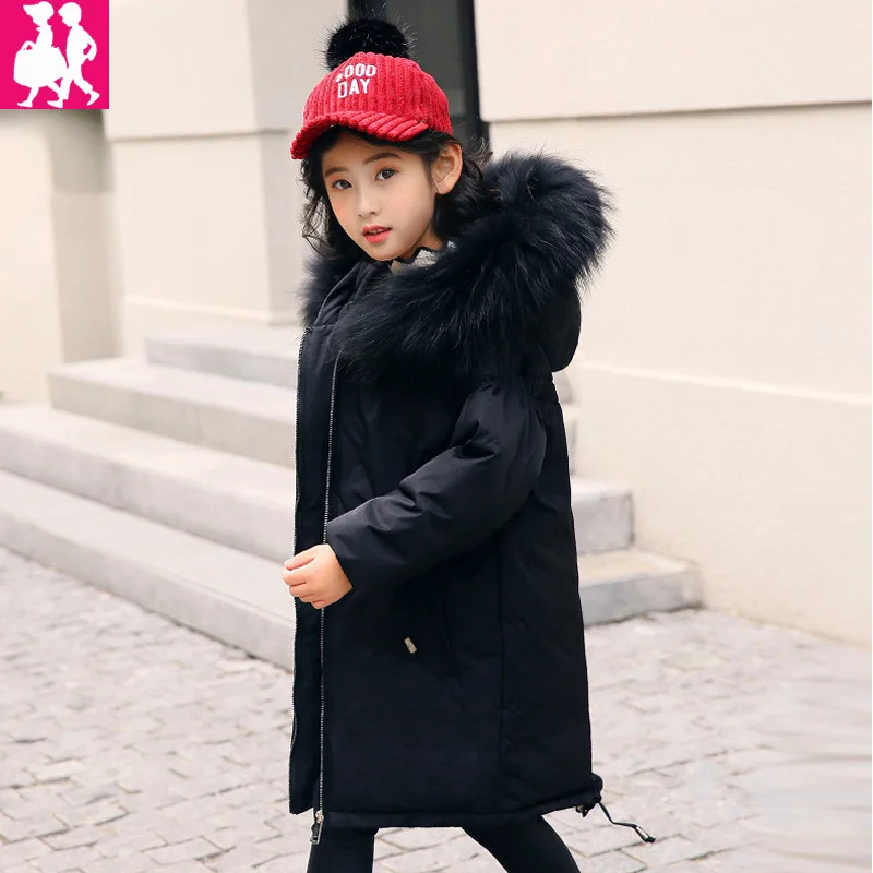 

2018 warm kids down jacket for girl children's cold winter jackets boys coat Long Pattern Child girls Clothes parka -20-30degree