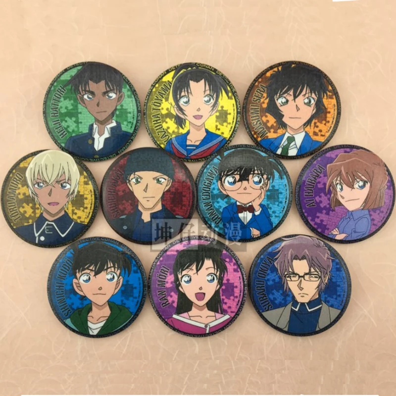 

Conan Mouri Ran Haibara Ai Anime Jimmy Kudo Kaitou Kiddo Hattori Heiji Detective Conan 2017 New Metal Kawaii Badge