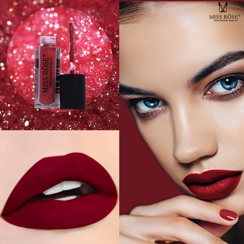 

MISS ROSE 12 Color Waterproof Velvet Makeup Matte Liquid Lip Stick Easy to Wear Lip Gloss Lipstick natural Lips Makeup