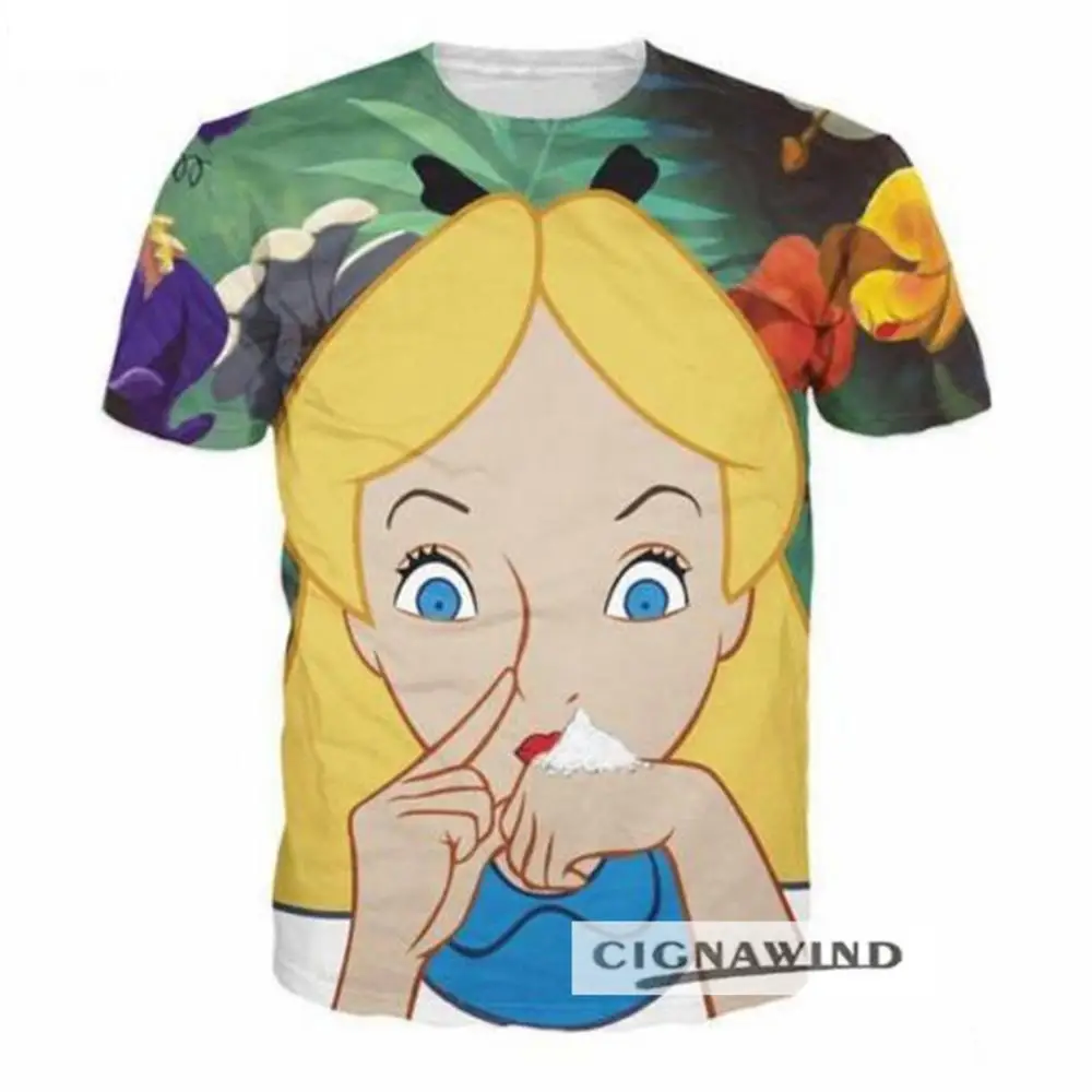 Новое поступление Алиса панк Принцесса Жасмин футболка для мужчин и женщин с 3D принтом Новинка модная футболка хип хоп Уличная Повседневная летняя футболка