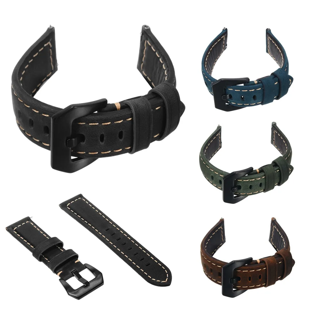 Black Brown Watch Band Genuine Leather Straps 42 /46mm Universal Quick Replacement Strap For Samsung Galaxy Watch Watchbands