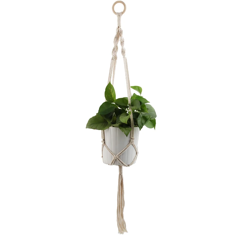 

Knotted Macrame Cotton Linen Plant Hanger Flower Pot Holder Hanging Rope Baskets Decoration Planters Garden Supplies