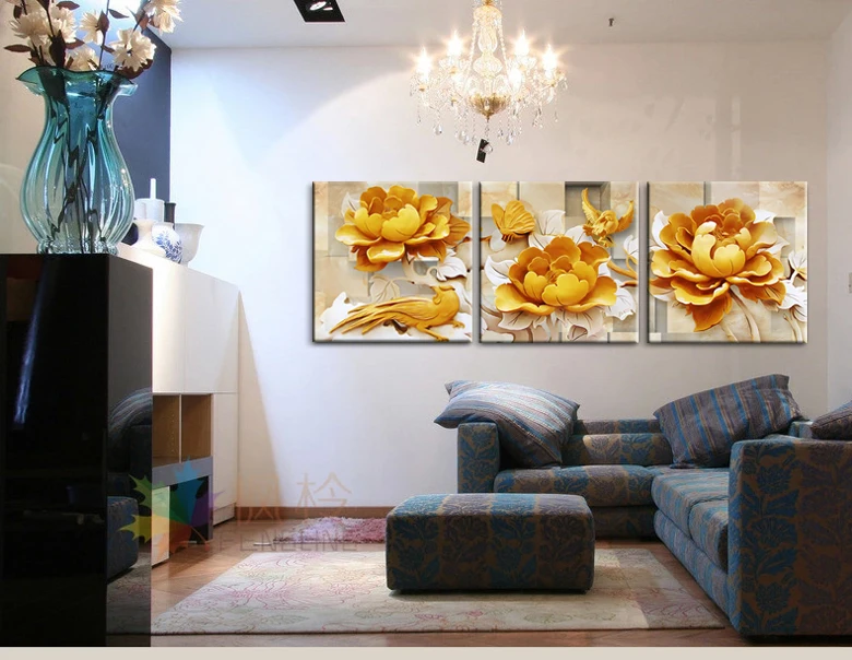 Oil Painting Wall Art Diy Art Modern Gold Bird Definition Picture