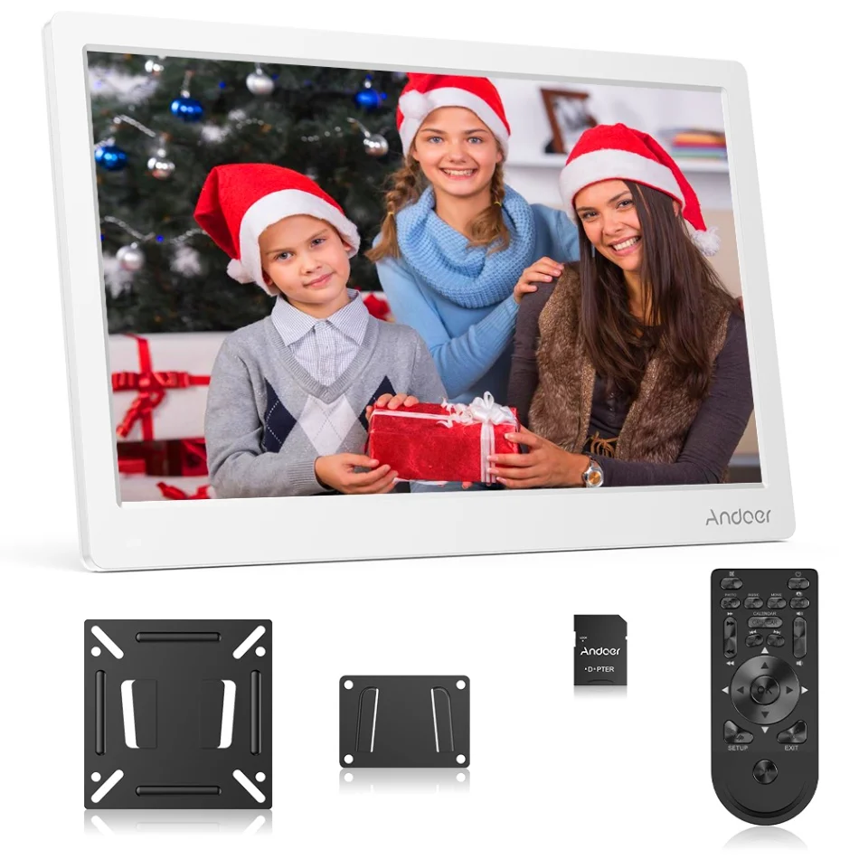 WHITE Andoer 17,3 дюймов цифровая фоторамка FHD 1920*1080 ips экран пульт дистанционного управления с картой 8 гб поддержка календаря/часов/фотографий - Цвет: WHITE