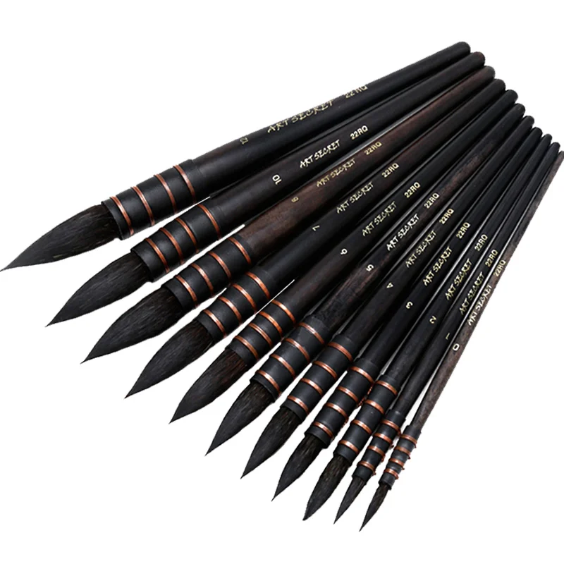 

11Pcs Handmade Squirrel's Hair Artist Watercolor Paint Brush Set French Style Pointed Painting Brushes For Watercolor