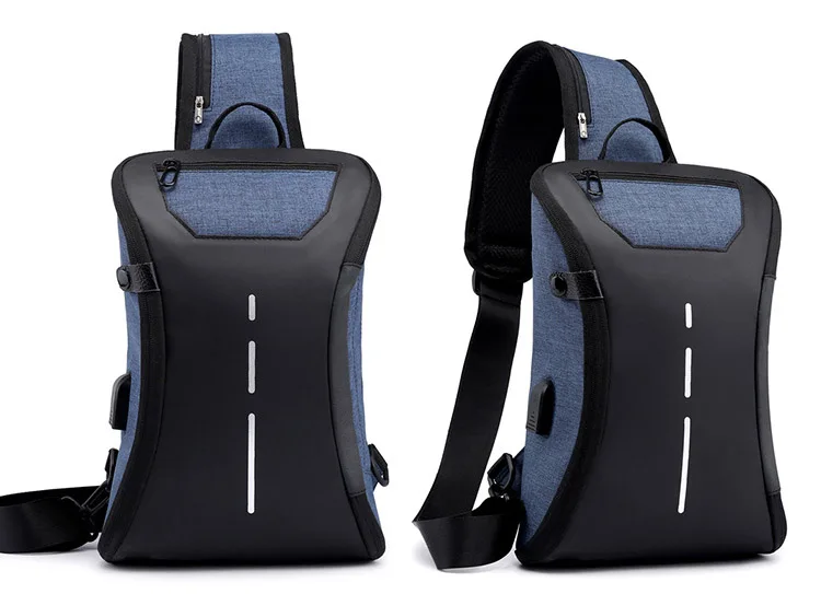 Сумка через плечо мужская сумка с зарядкой Мужская USB нагрудная сумка Диагональная Сумка для писем модная мужская нагрудная сумка на одно плечо