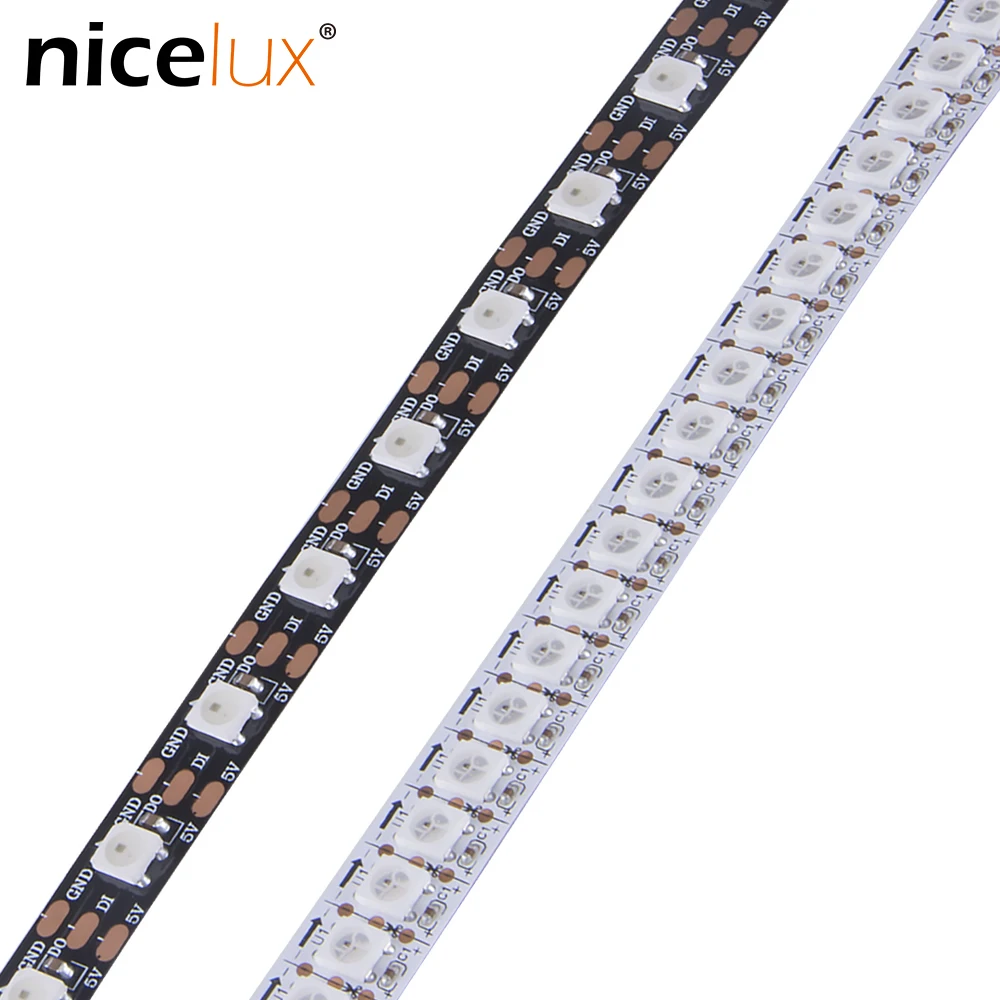 1 м 3 5 WS2812B Pixel Flex LED Strip 30 60 72 96 144 светодиодов/м белый/черный PCB не водонепроницаемый