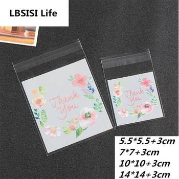 

LBSISI Life Thank You Candy Cookie Bags Wedding Birthday Party Craft Self-adhesive Plastic Biscuit Packaging Gift Bag