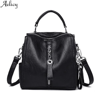 

Aelicy Leather Handbag Women Simple Solid Clutch Totes Zipper Bag Fashion Shoulder Bag Designed Stylish Large Capacity Bags New