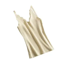 Женский Летний жилет с ремешками, кружевной трикотаж, v-образный вырез без рукавов, приталенная подтяжка, женские топы FDC99