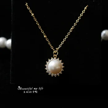 

100% Natural Freshwater Pearl Jewelry 14KGF Pendant Necklace Women Jewelry