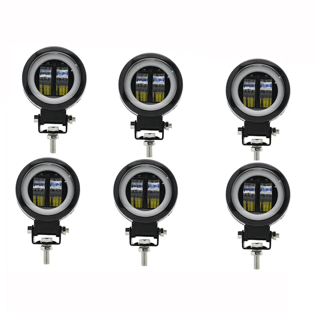 Черное пятно светодиодный свет работы 12 В 24 внедорожник ATV 4X4 Offroad круглый светодиодные рабочие лампы двигатель Туман дальнего света с DRL - Цвет: 6pcs