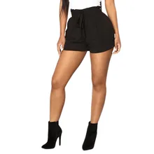 Женские пляжные шорты однотонного цвета; Цвет черный, красный; женские кружевные шорты с высокой талией; пляжные брюки Термические велосипедные штаны; короткие