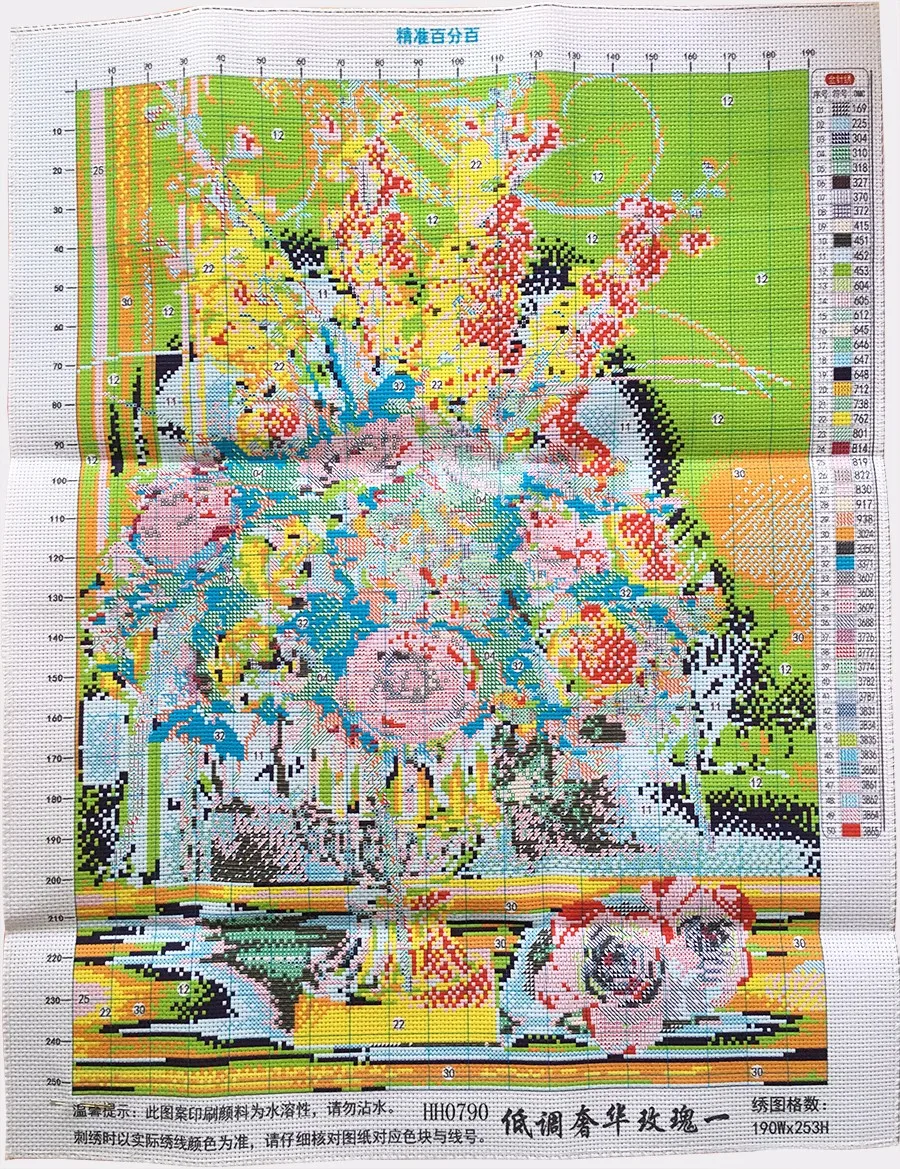 Zozack Counted Printed DMC Cross Stitch Patterns Embroidery Kits Rose Vase Sets For Home Decor Needlework