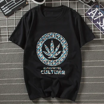 

2019 Summer Harajuku Leaf Leaves Printing Short Sleeve Unisex Women Femme Loose T Shirt Casual Men T-Shirt Tops Tees