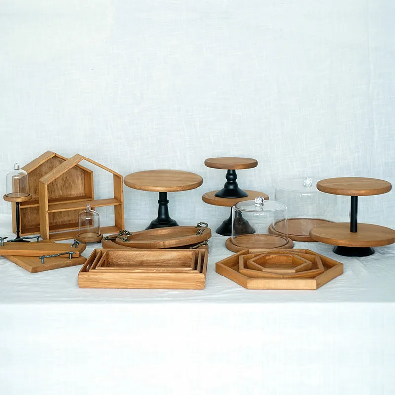 

Wooden Vintage Cake Stands Cupcake Food Dessert Plates Tray for Wedding Birthday Home Party Decoration Baking Display Supplies