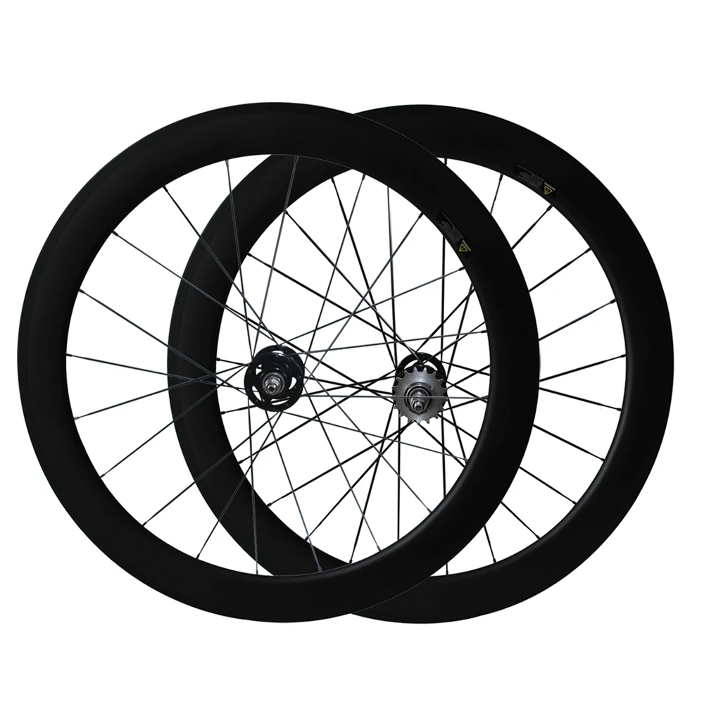 Discount CSC Carbon Track Wheels 24/38/50/60/88mm Tubular and Clincher Track Wheelset Fixed Gear Wheelset With Fiexed Gear Hub 9