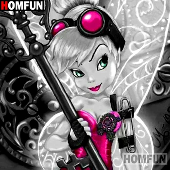 

HOMFUN Diamond Painting Cross Stitch "butterfly fairy" Full Crystal Diamond Embroidery Needlework Craft Home Decor A14491