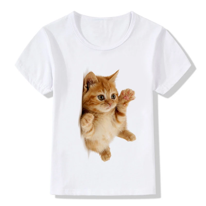 新しい夏トップス子供tシャツファッション面白い動物3dかわいいラブリーリアル猫プリント女の子 男の子tシャツベビーカジュアル子供服 T Shirts Aliexpress