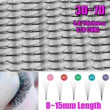 12 линий 3D/4D/5D/6D/7D русские предварительно сделанные объемные веера ресницы для наращивания C/D Curl 0,07 толщина ручной работы карандаши для век