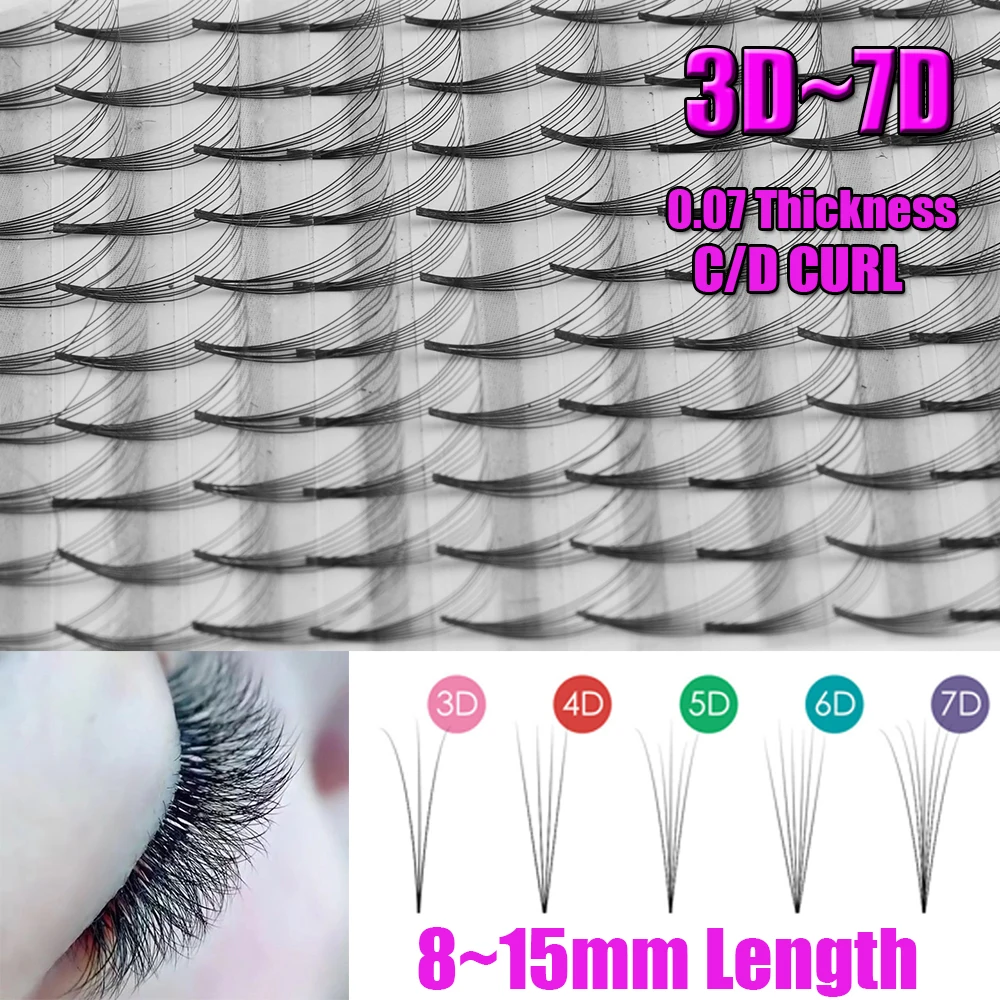 

NEW 12 Lines 3D/4D/5D/6D/7D Russian Premade Volume Fans Eyelashes Extension C/D Curl Narural Eyelash Handmade False Eyelashes