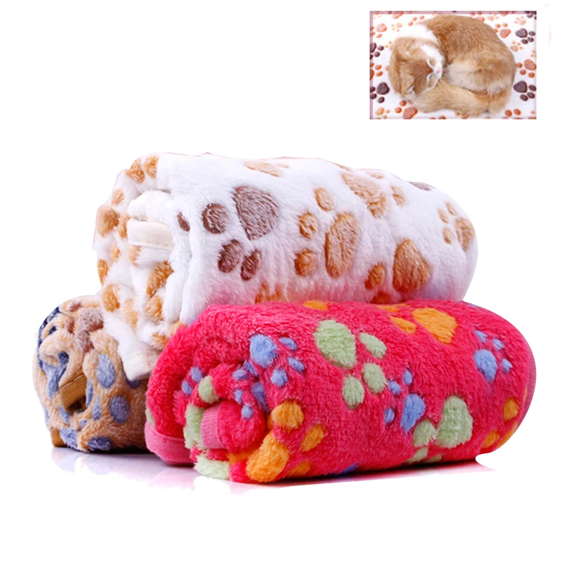 

Pet Soft Blanket Coral Fleece Winter Dog Cat Bed Mat Foot Print Warm Sleeping Mattress Small Medium Dogs Cats Pet Supplies A9