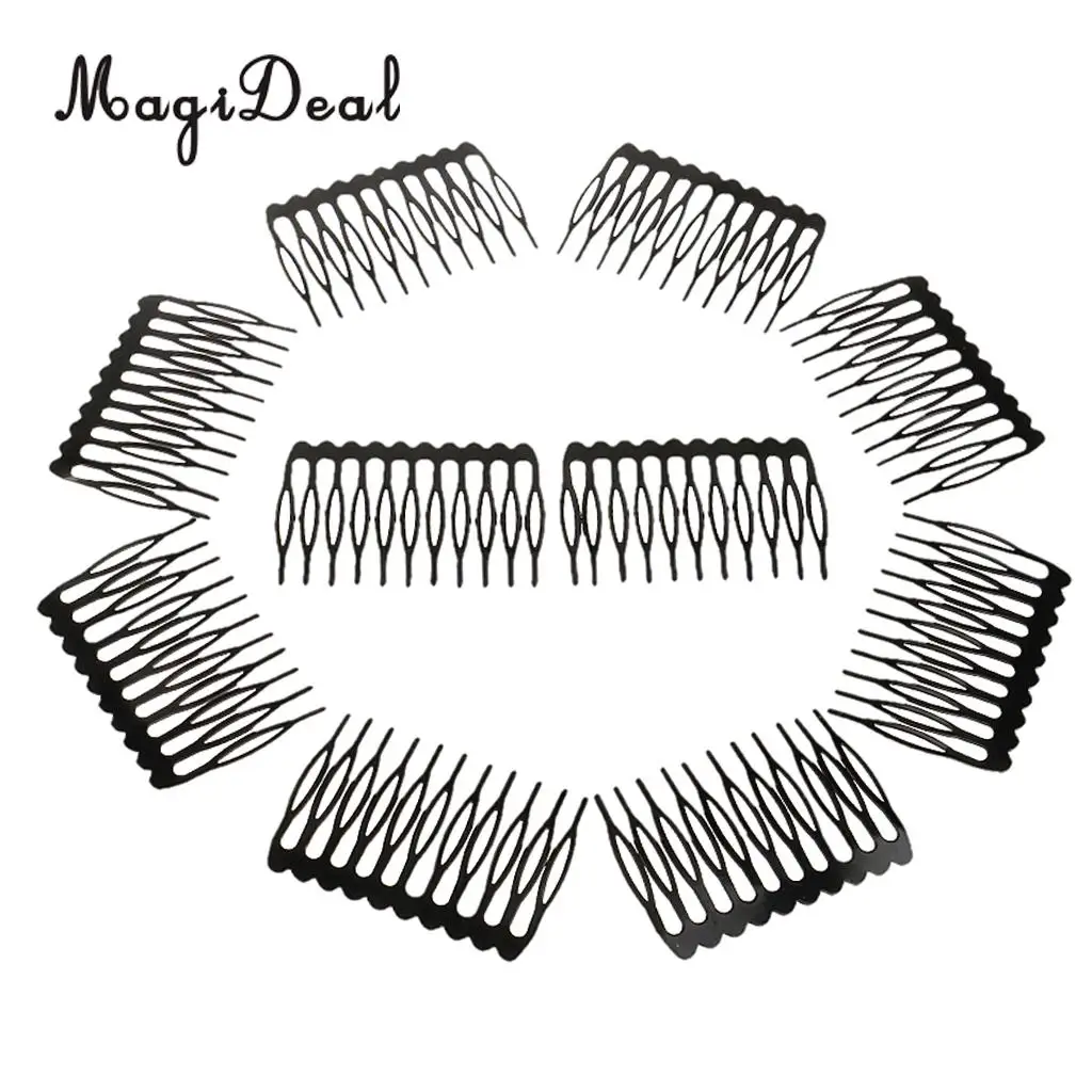 10pcs 10 Teeth Metal Black Hair Extension Clips Wig Combs Hair Pins Clips DIY for Women Beauty Styling Hair
