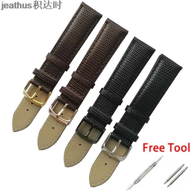 Jeathus Watchband Lizard Shaped Leather Strap Pin Buckle Watch Band Jeathus Watchband Lizard Shaped Leather Strap Pin Buckle Watch Band 18 20mm Bracelet Replacement For