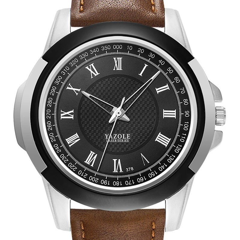 

Pointer + Roman Numerals Round Dial PU Strap Men's Watch Men Business Quartz Luminous Waterproof Watch Clock relogio masculino