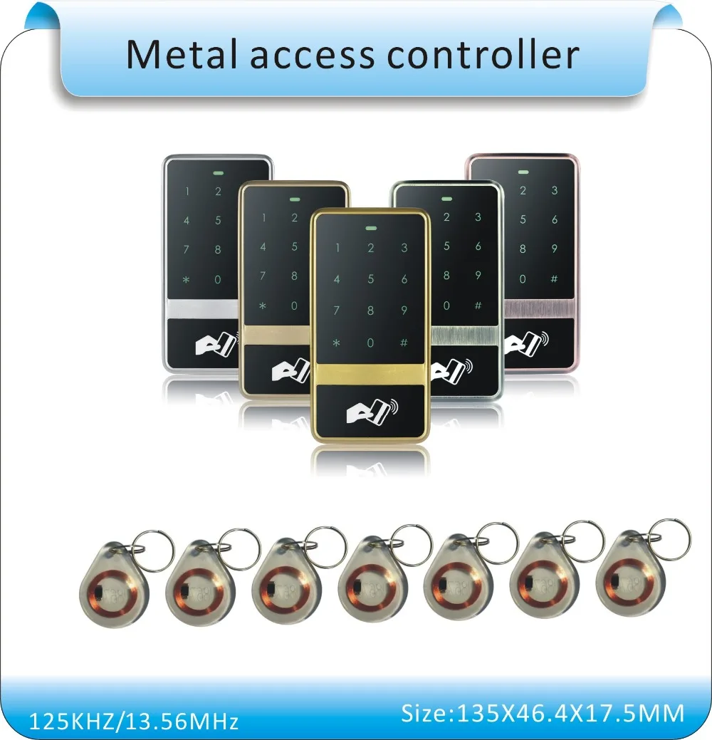

Free shipping 17.5mm thickness metal shell RFID/EM Access Control Door Opener /RFID Proximity Card Access Control System