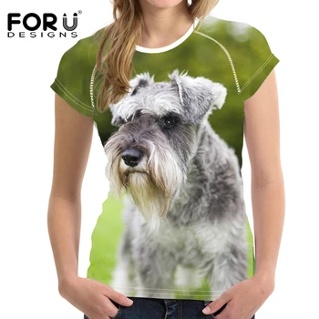 

FORUDESIGNS Summer Sealyham Terrier 3D Printing Women T Shirt Dog Pattern Short Sleeve Female Tops Tee Shirt Round Neck Tshirts