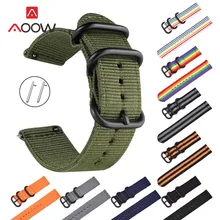 Тканый нейлоновый ремешок Nato 18 мм 20 мм 22 мм 24 мм для samsung Galaxy Watch Active 42 мм 46 мм Amazfit сменный Браслет из ткани