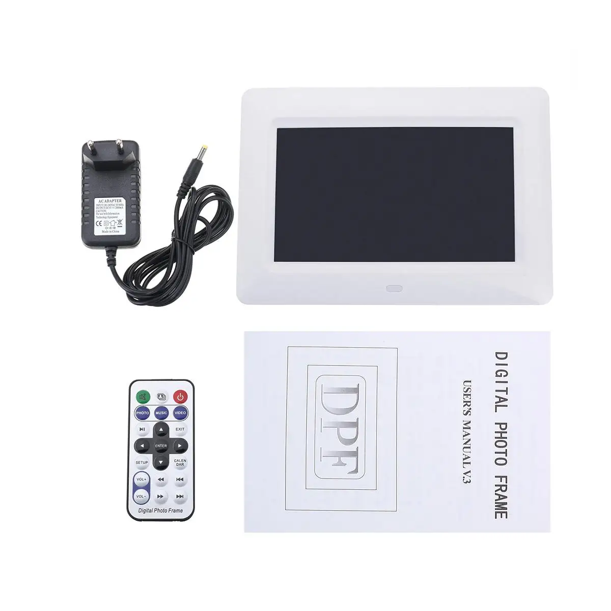 EU white 7 дюймовый светодиодный Подсветка HD 1280*800 Полный Функция цифровая фоторамка электронный альбом Цифровой Фото Музыка Видео - Цвет: EU white