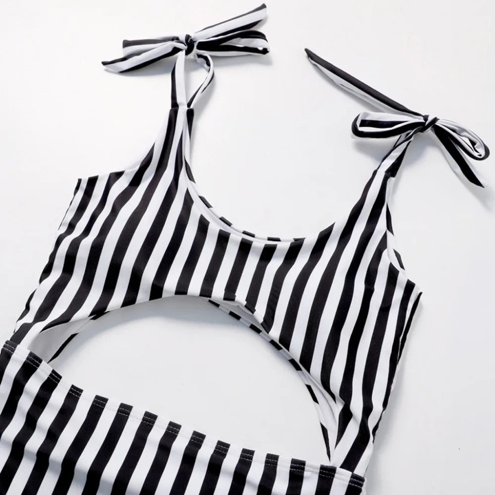 2019 woman swimsuit for surfing Sexy one-piece waist surf suit striped lace beach surf suit summer seaside surf wetsuit 40M16 (4)