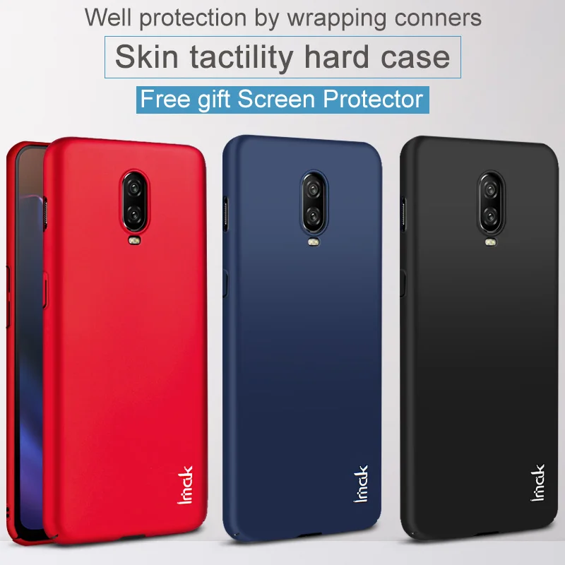 10pcs/lot Wholesale IMAK Jazz Slim Case For Oneplus 6T Hard PC Plastic Back Cover With Screen protectors |