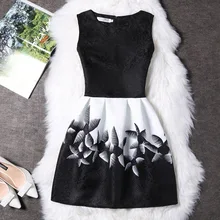 2017 New Brand Spring Summer Plus Size Women Print Floral Vest Dress O Neck Sleeveless A