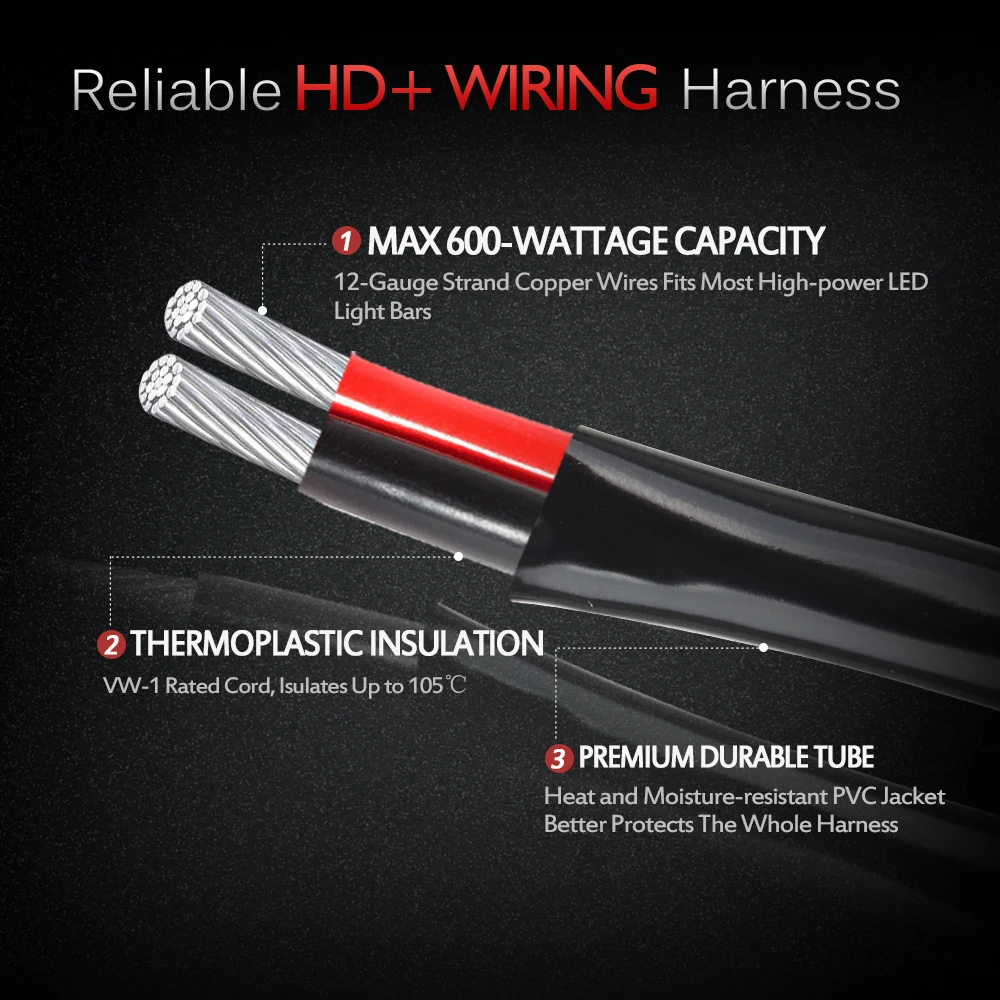 MICTUNING 12AWG Автомобильный светодиодный светильник комплект жгутов проводов с 60A