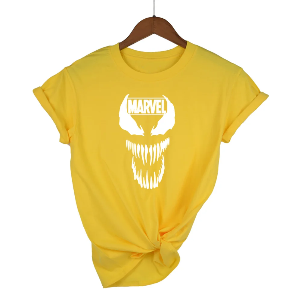 Мода Harajuku Повседневное Для женщин футболки в стиле «панк-рок» с героями комиксов Марвел, ts хлопковая Футболка tumblr Повседневное битник для Famale Топ