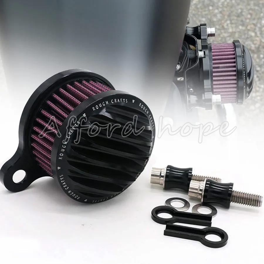 Black Custom Rough Crafts Air Filter System Air Cleaner + Intake Filter
