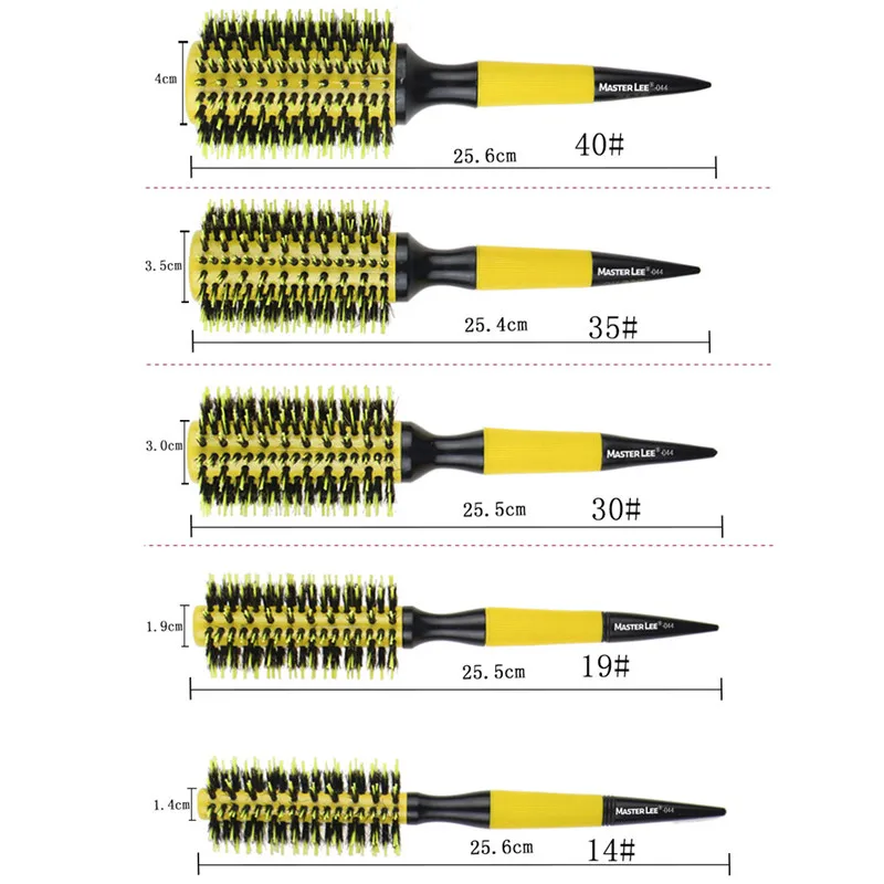 1 шт. желтый круглый волосы ролик гребень Расческа с щетиной нейлон резиновая ручка Парикмахерская вьющиеся прямо укладки волос инструмент